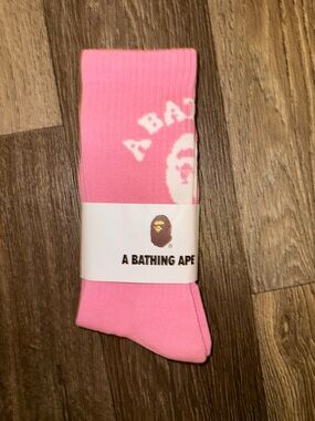 Bape College Logo Pink Socks